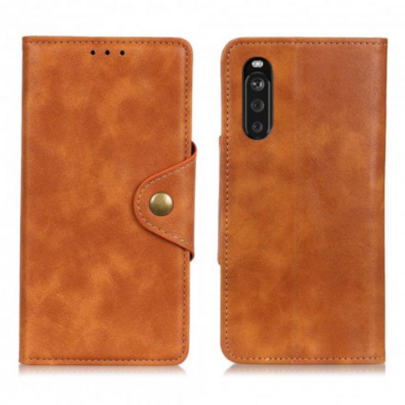 Housse Sony Xperia 10 III Simili Cuir Vintage Bouton