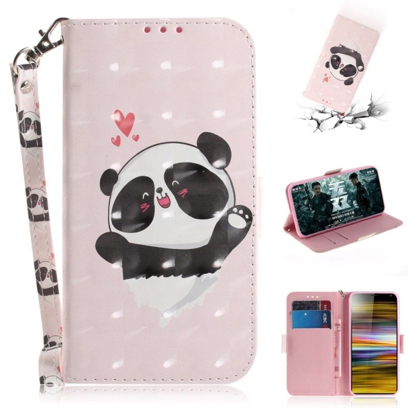 Housse Sony Xperia 10 Plus Panda Love À Lanière