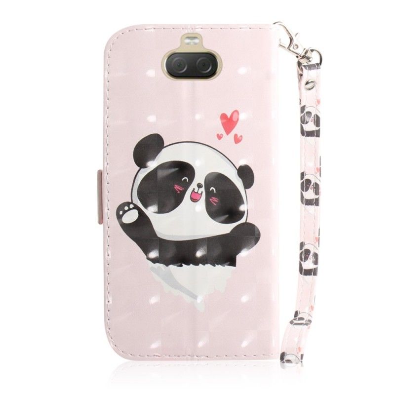 Housse Sony Xperia 10 Plus Panda Love À Lanière