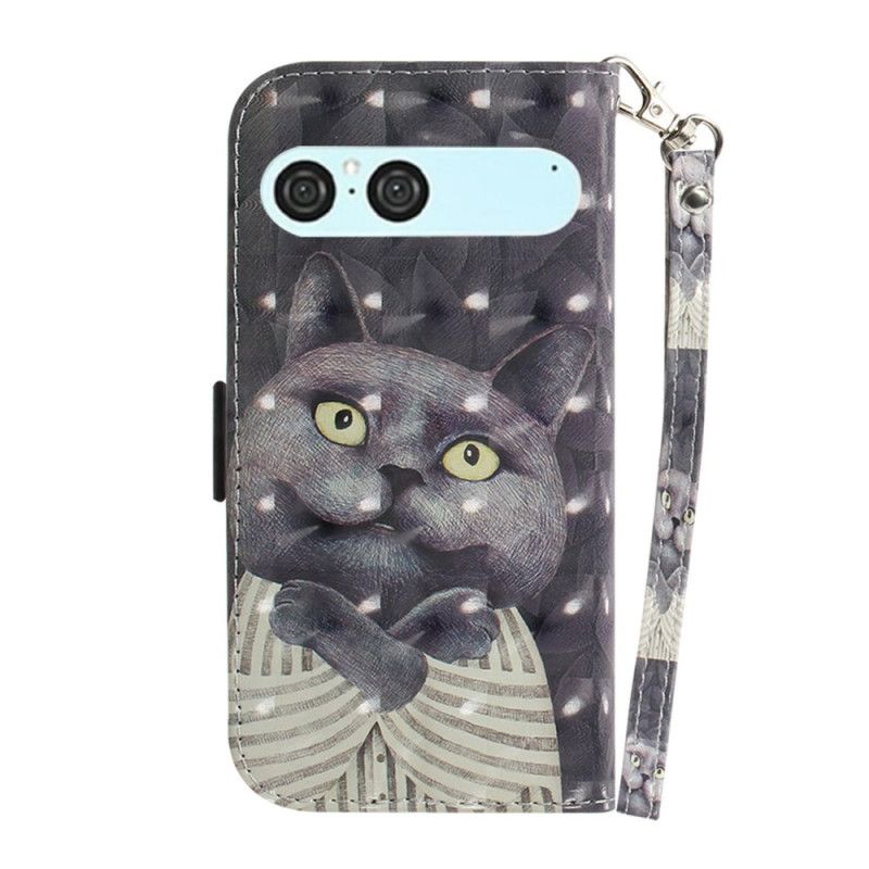 Housse Sony Xperia 10 VII Chat Gris à Lanière