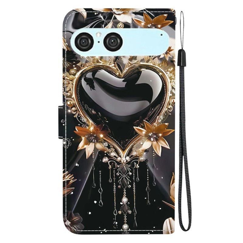 Housse Sony Xperia 10 VII Cœur Noir et Or