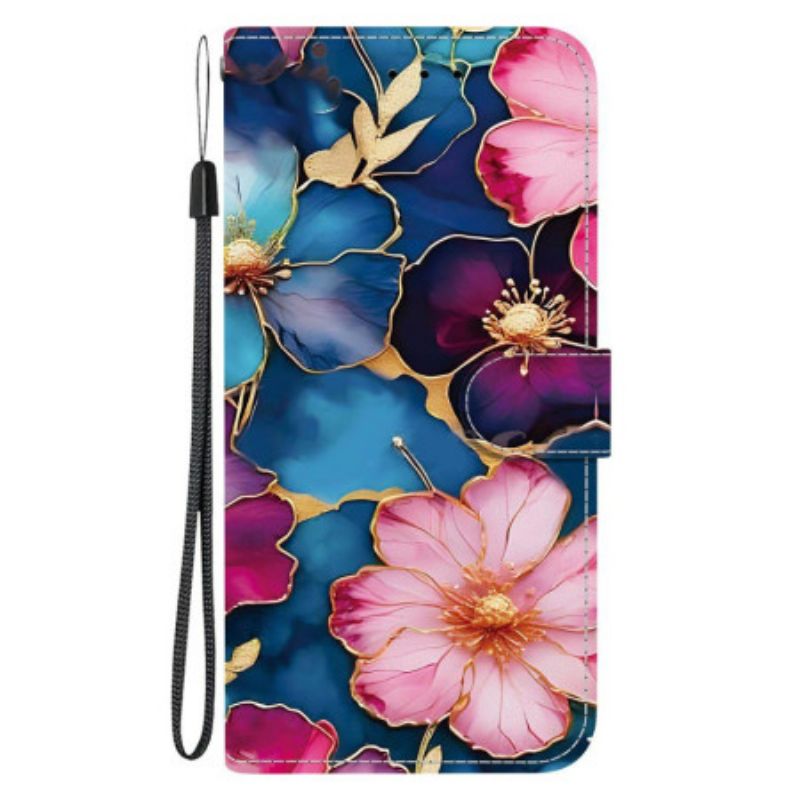 Housse Sony Xperia 10 VII Motif Floral Bleu et Or