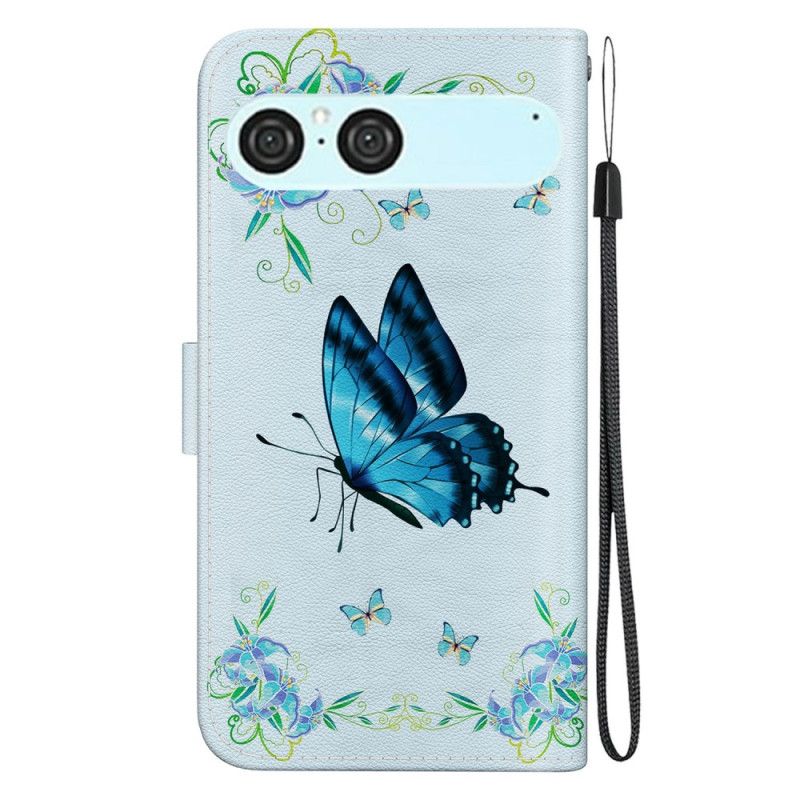 Housse Sony Xperia 10 VII Papillon Bleu et Fleurs