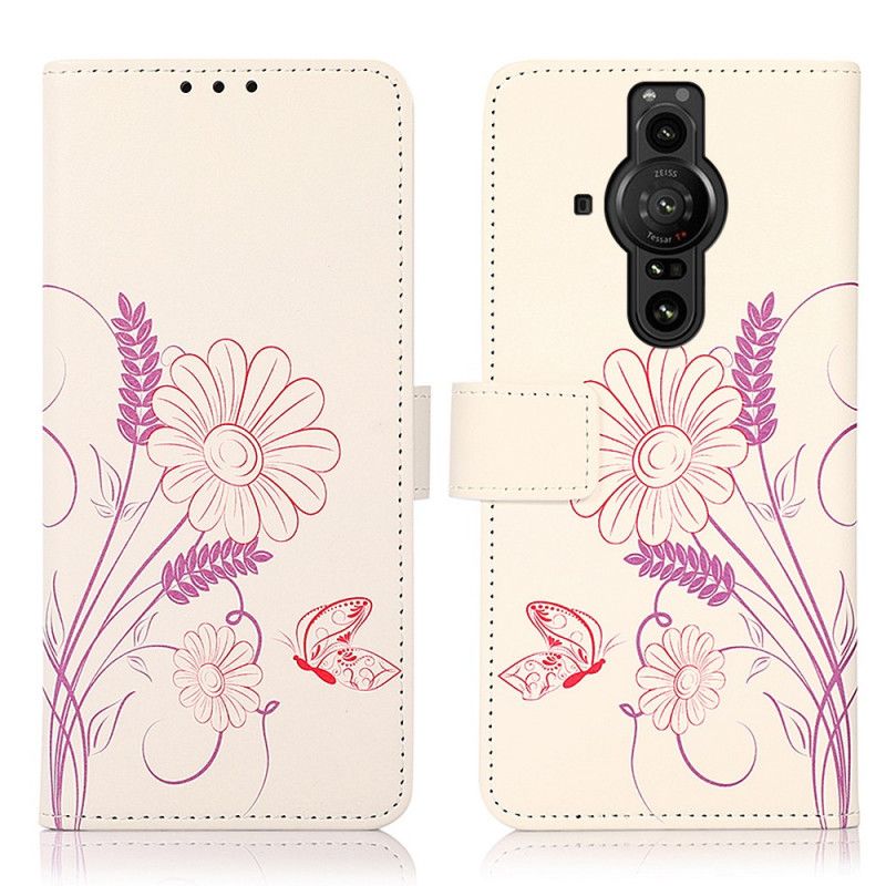 Housse Sony Xperia Pro-I Dessin Papillons Et Fleurs