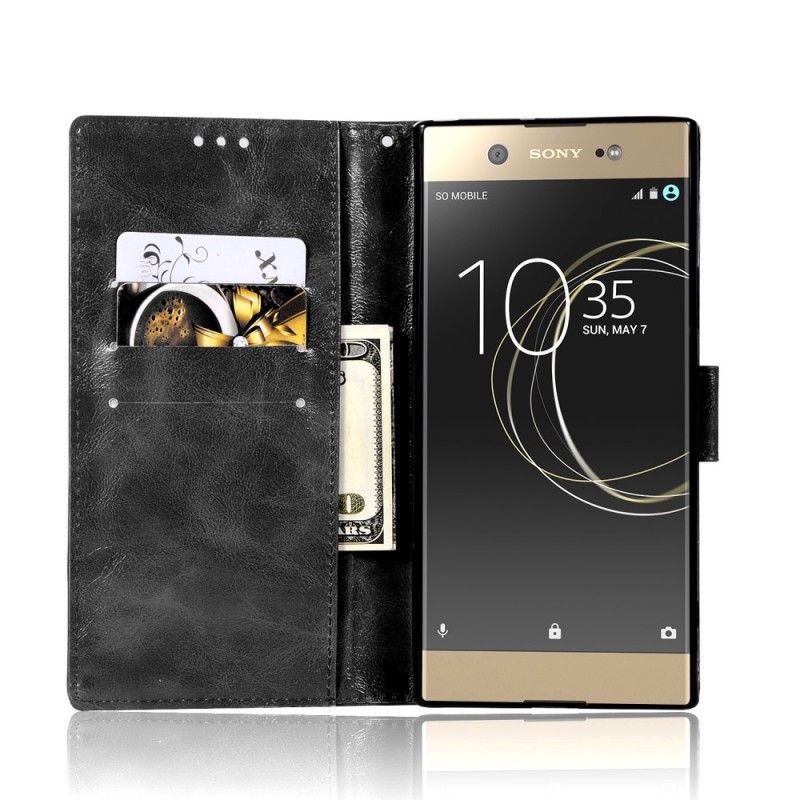 Étui Housse Sony Xperia Xa1 Effet Cuir Vintage À Lanière