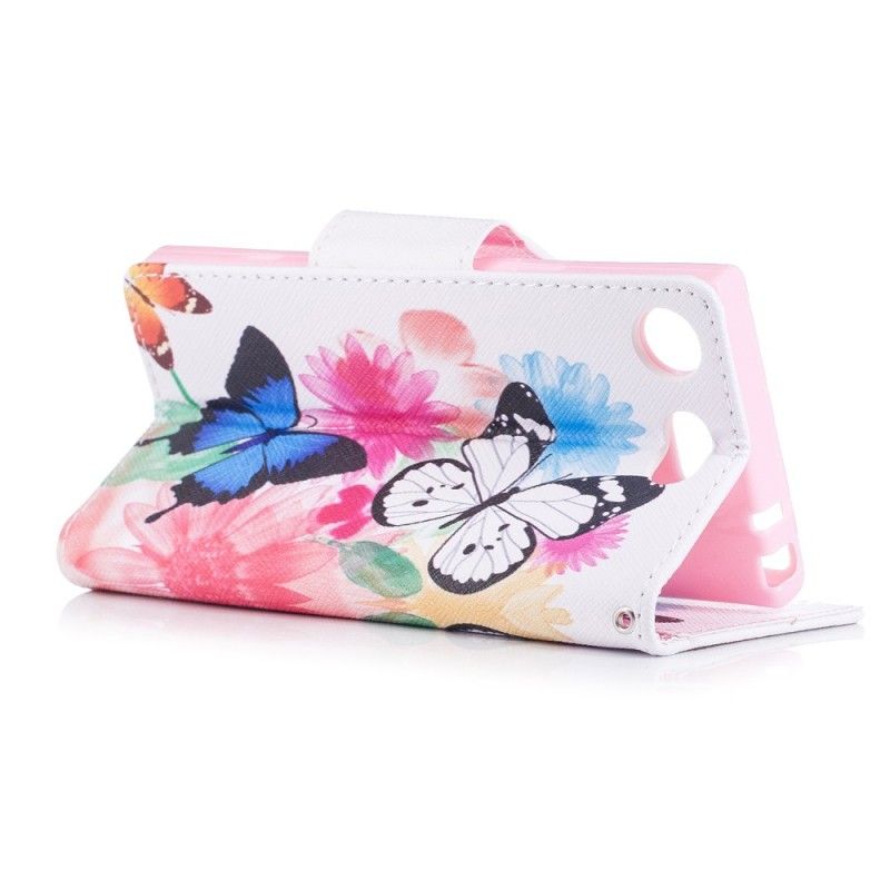 Housse Sony Xperia Xz1 Compact Papillons Et Fleurs Peints