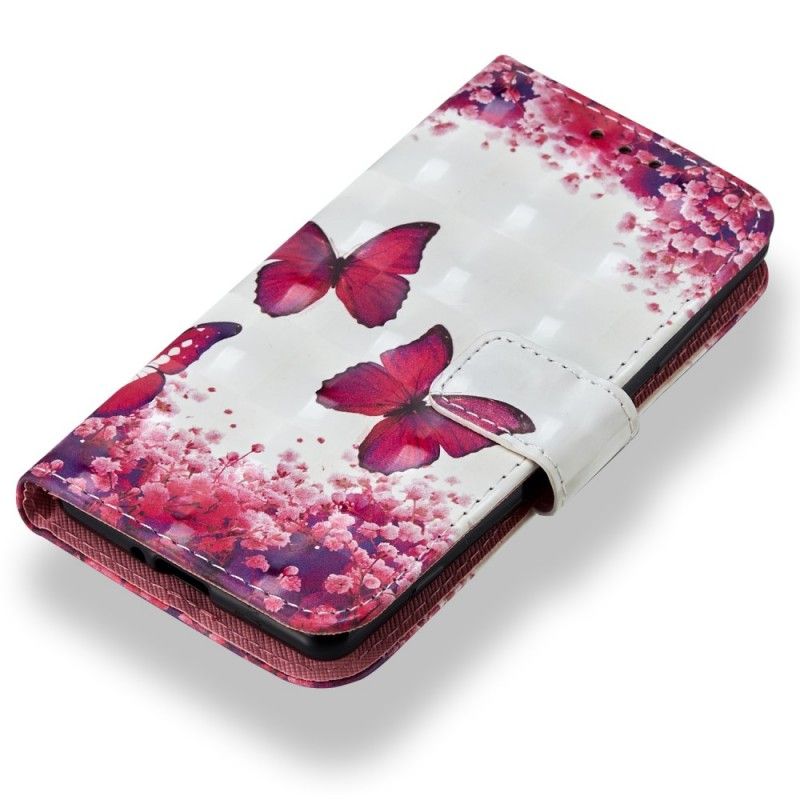 Étui Housse Sony Xperia Xz2 Compact Papillons Rouges 3d