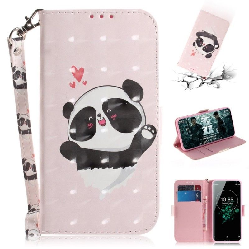 Housse Sony Xperia Xz3 Panda Love À Lanière