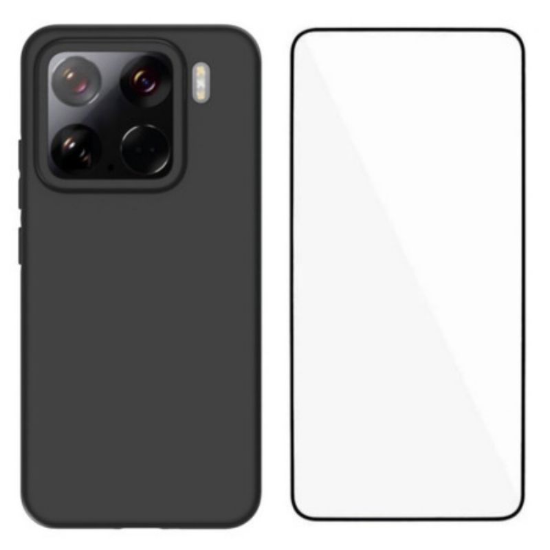 Coque 2-en-1 Xiaomi 15 Silicone avec Protecteur Écran en Verre Trempé