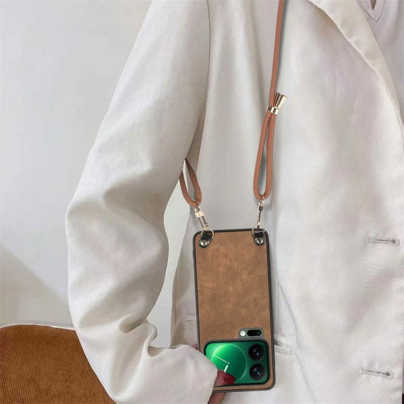 Coque à Cordon Xiaomi 17 Pro Max Effet Cuir