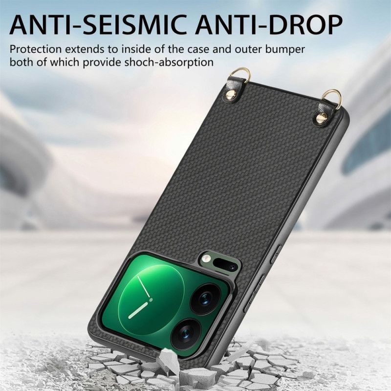 Coque à Cordon Xiaomi 17 Pro Max Texture Fibre de Carbone