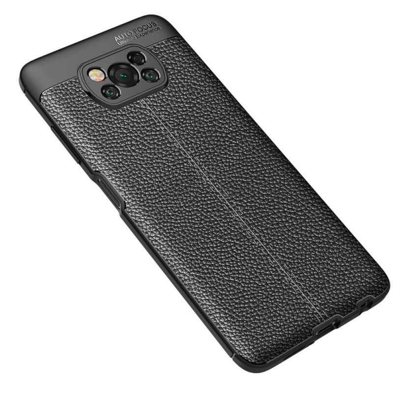 Coque Poco X3 Effet Cuir Litchi Double Line