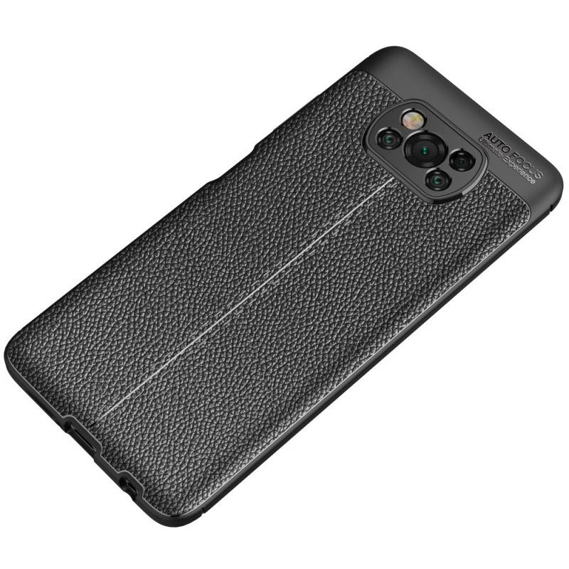 Coque Poco X3 Effet Cuir Litchi Double Line