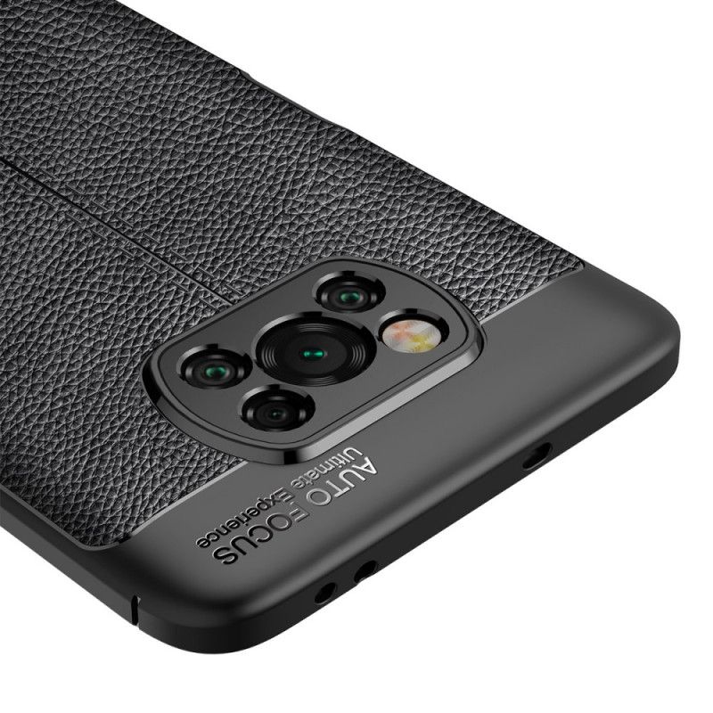 Coque Poco X3 Effet Cuir Litchi Double Line