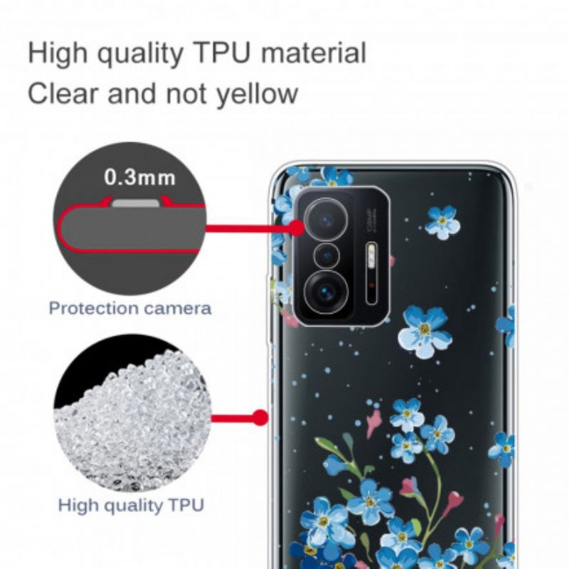 Coque Pour Xiaomi Mi 11T / 11T Pro Bouquet De Fleurs Bleues