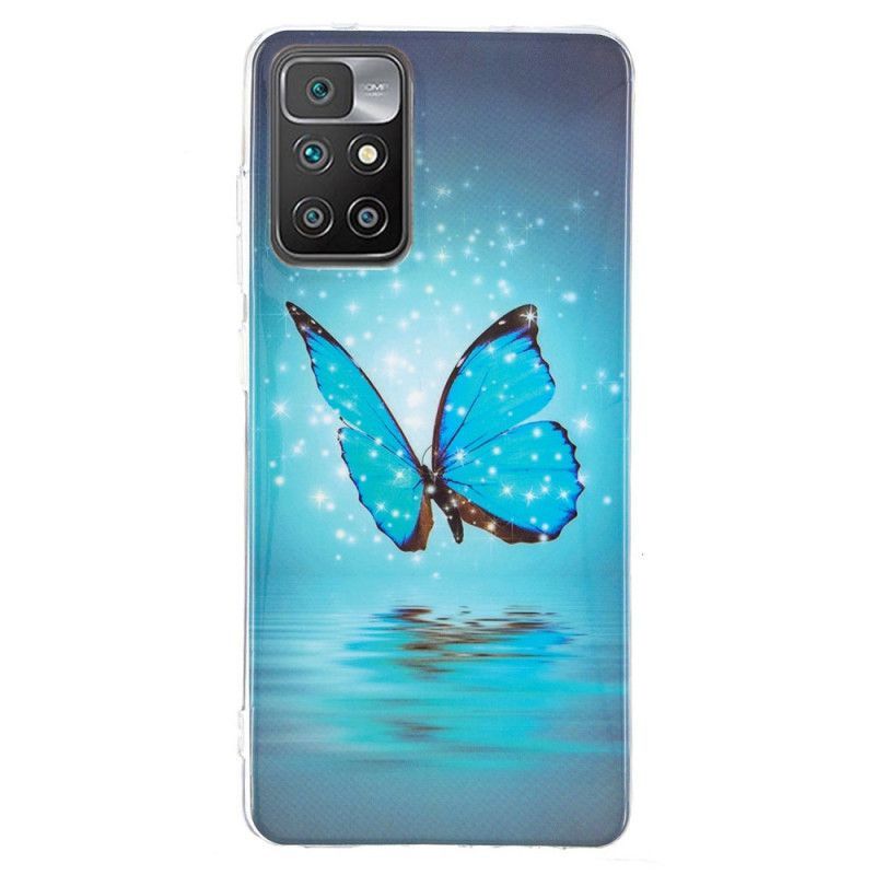 Coque Pour Xiaomi Redmi 10 Papillon Bleu Fluorescente