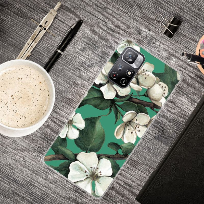 Coque Pour Xiaomi Redmi Note 11 / Poco M4 Pro 5G Fleurs Blanches Peintes