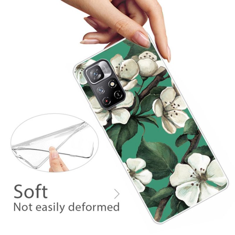 Coque Pour Xiaomi Redmi Note 11 / Poco M4 Pro 5G Fleurs Blanches Peintes