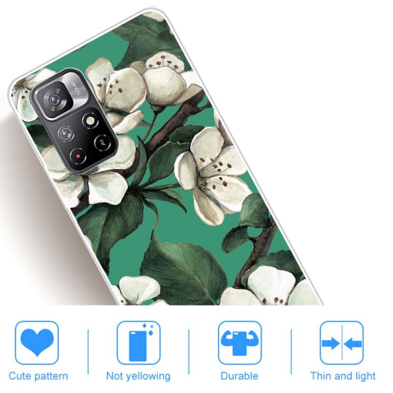 Coque Pour Xiaomi Redmi Note 11 / Poco M4 Pro 5G Fleurs Blanches Peintes