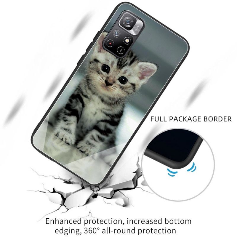 Coque Pour Xiaomi Redmi Note 11 / Poco M4 Pro 5G Verre Trempé Chaton