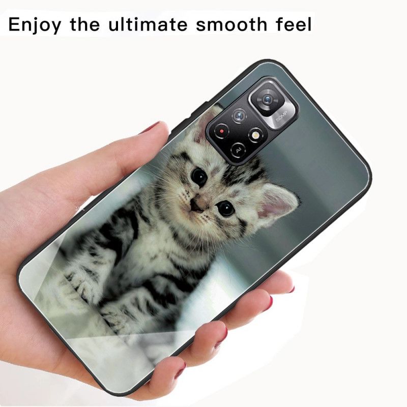 Coque Pour Xiaomi Redmi Note 11 / Poco M4 Pro 5G Verre Trempé Chaton