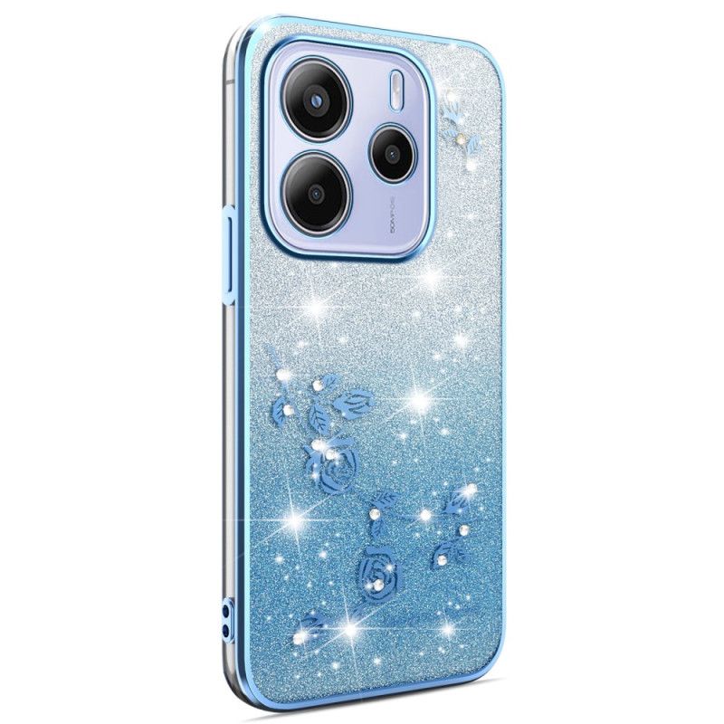 Coque pour Xiaomi Redmi Note 14 4G Dégradé Fleurs Paillettes