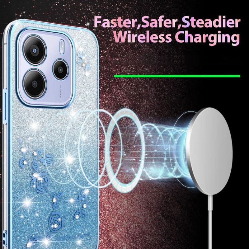 Coque pour Xiaomi Redmi Note 14 4G Dégradé Fleurs Paillettes