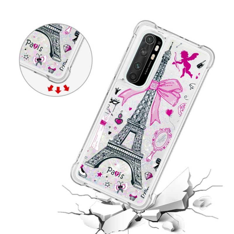 Coque Xaiomi Mi Note 10 Lite La Tour Eiffel Paillettes