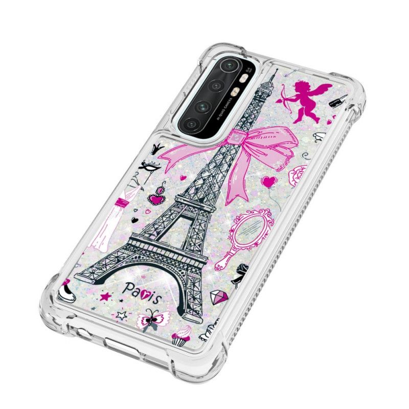 Coque Xaiomi Mi Note 10 Lite La Tour Eiffel Paillettes