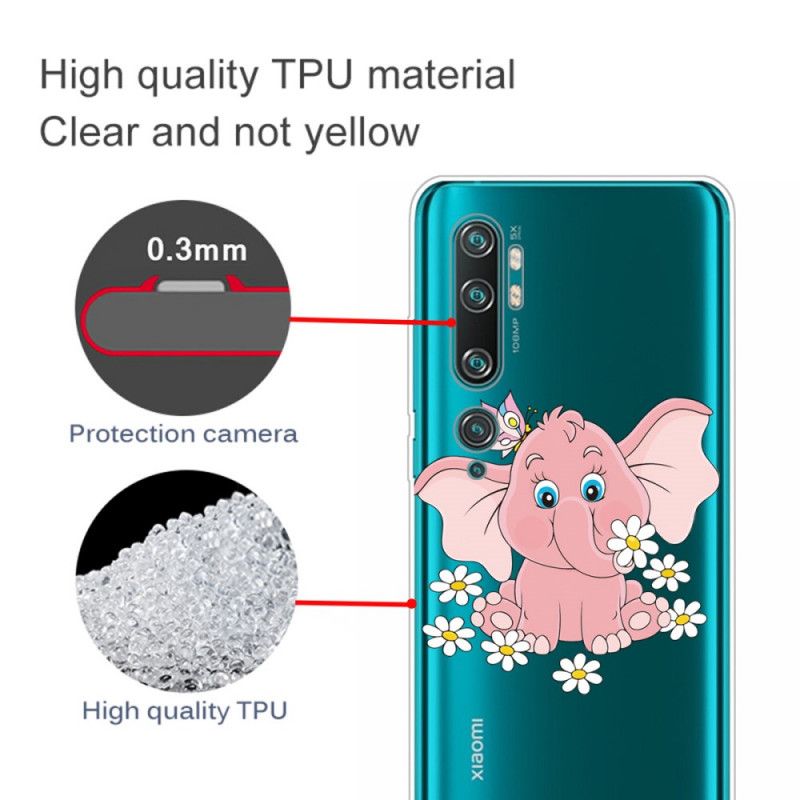 Coque Xaiomi Mi Note 10 / Note 10 Pro Transparente Éléphant Rose