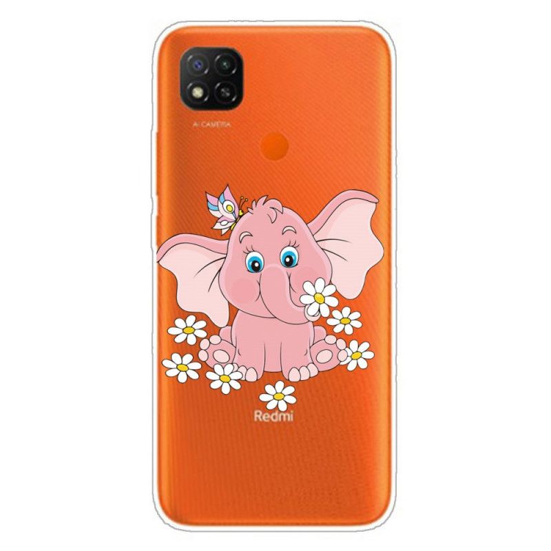 Coque Xaiomi Redmi 9c Transparente Éléphant Rose