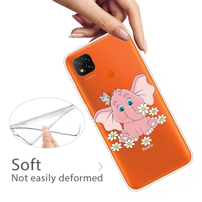 Coque Xaiomi Redmi 9c Transparente Éléphant Rose