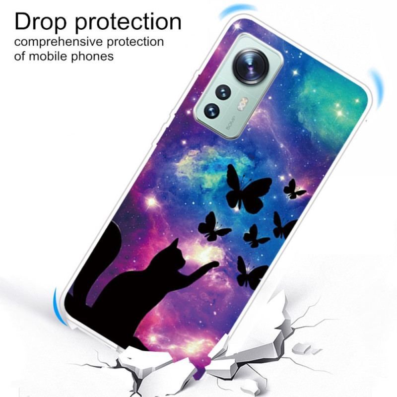 Coque  Xiaomi 12 / 12X  Chat et Papillons dans l'Espace