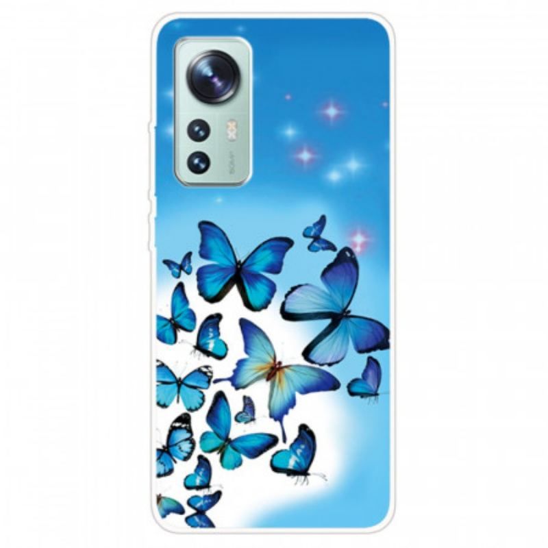 Coque  Xiaomi 12 / 12X  Silicone Papillons Bleus