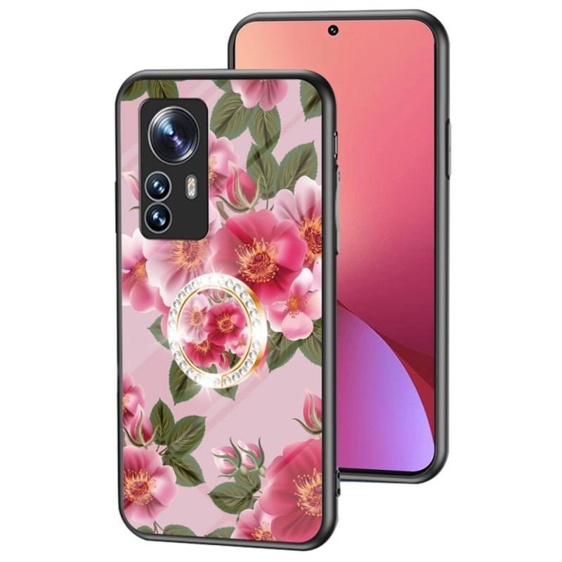 Coque Xiaomi 12 / 12X Verre Trempé avec Anneau Fleurs