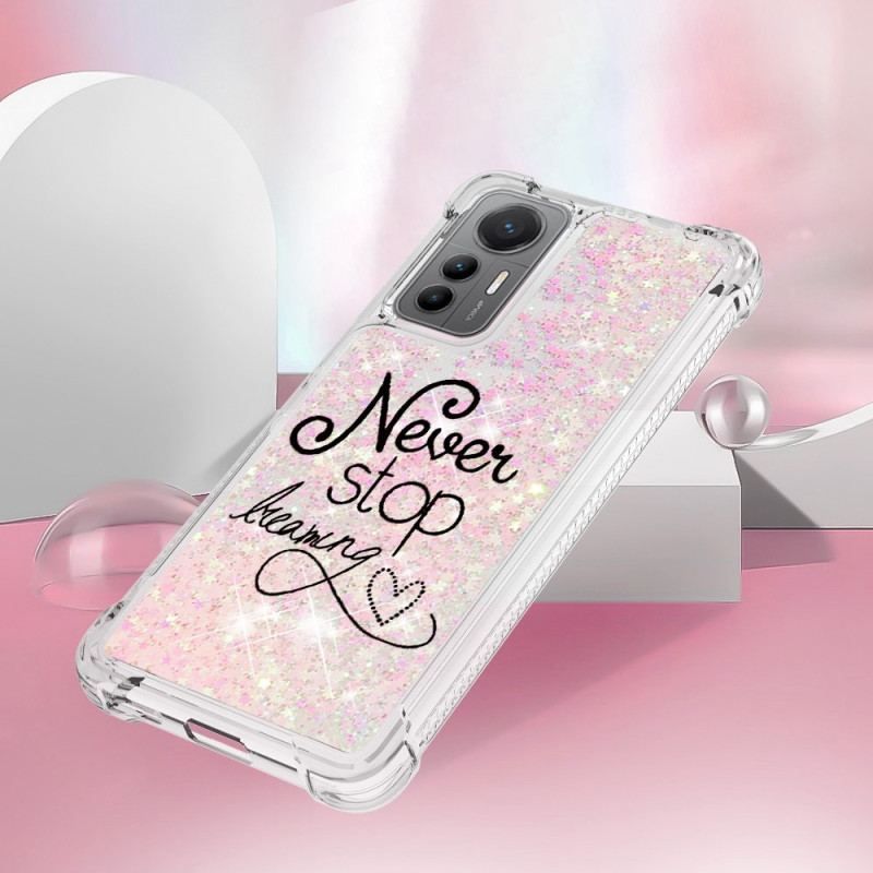 Coque Xiaomi 12 Lite Paillettes Never Stop Dreaming