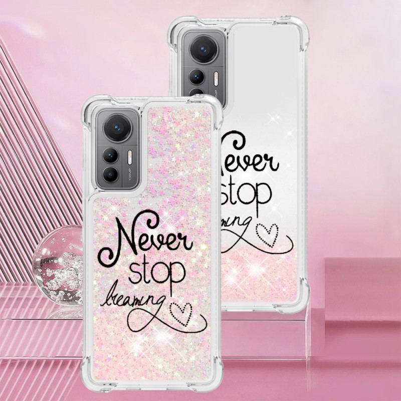 Coque Xiaomi 12 Lite Paillettes Never Stop Dreaming