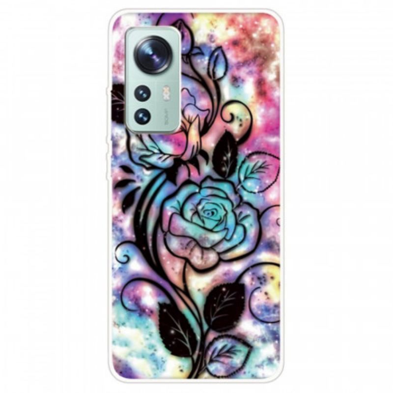 Coque Xiaomi 12 Pro Silicone Florale Graphique