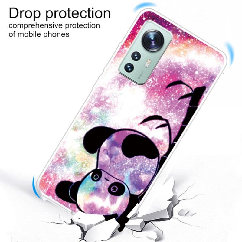 Coque Xiaomi 12 Pro Silicone Panda à l'Envers