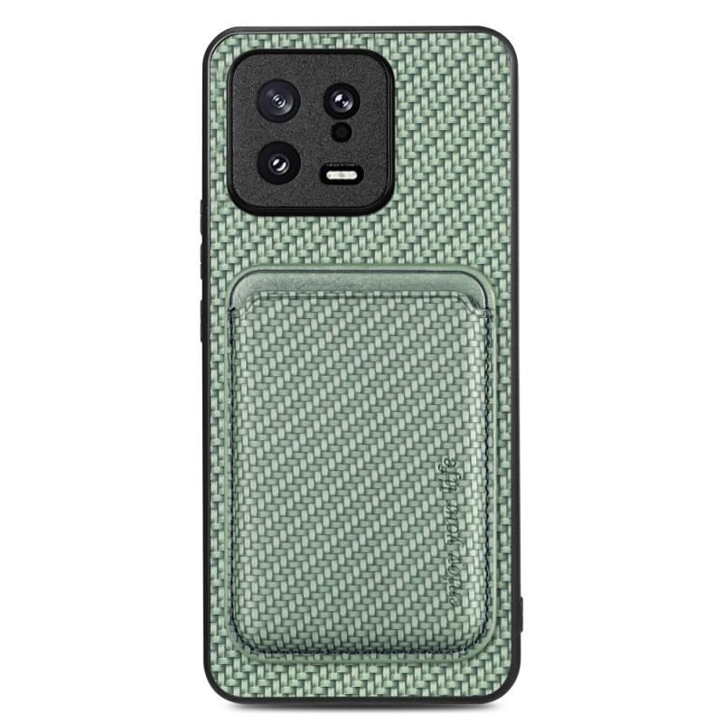 Coque Xiaomi 13 Fibre Carbone Porte-Cartes Détachable