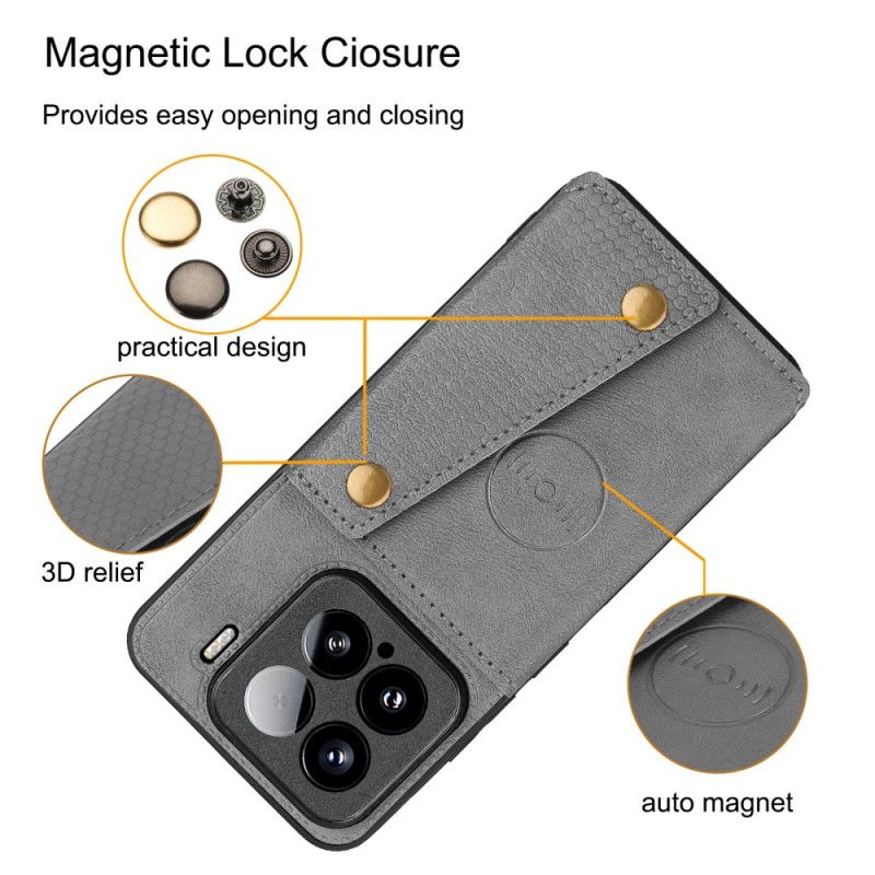 Coque Xiaomi 15 Effet Cuir avec Porte-cartes et Support