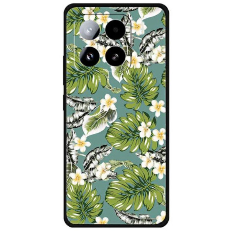 Coque Xiaomi 15 Pro Feuilles de Bananier et Fleurs Dorées