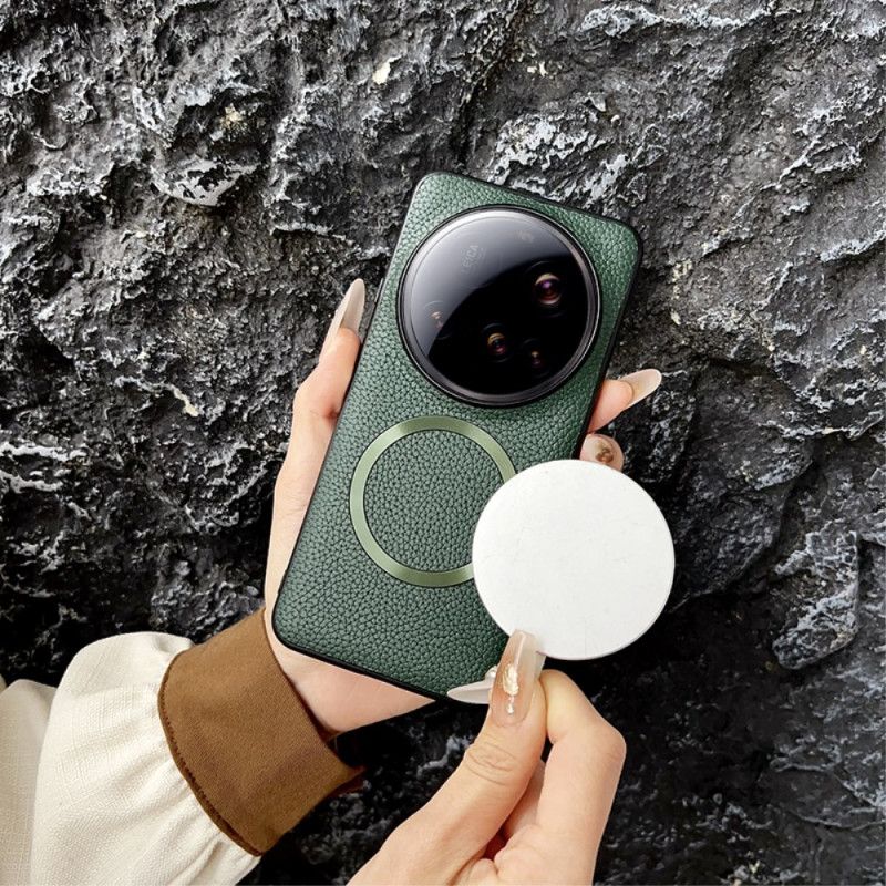 Coque Xiaomi 15 Ultra Compatible MagSafe Effet Cuir Litchi