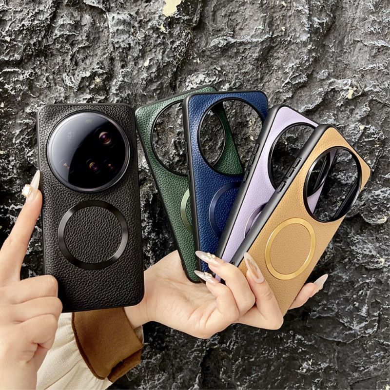 Coque Xiaomi 15 Ultra Compatible MagSafe Effet Cuir Litchi