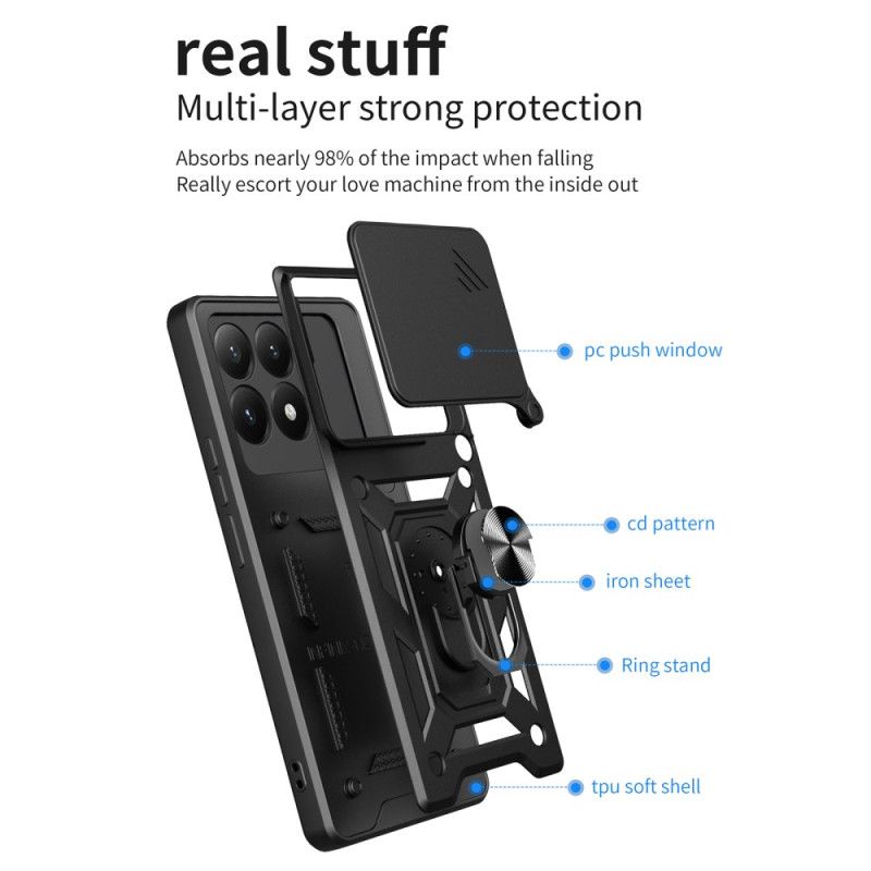 Coque Xiaomi 15T Couvercle Coulissant pour Caméra et Support