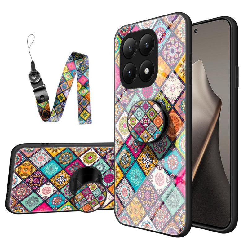 Coque Xiaomi 15T Support et Lanière Design Patchwork