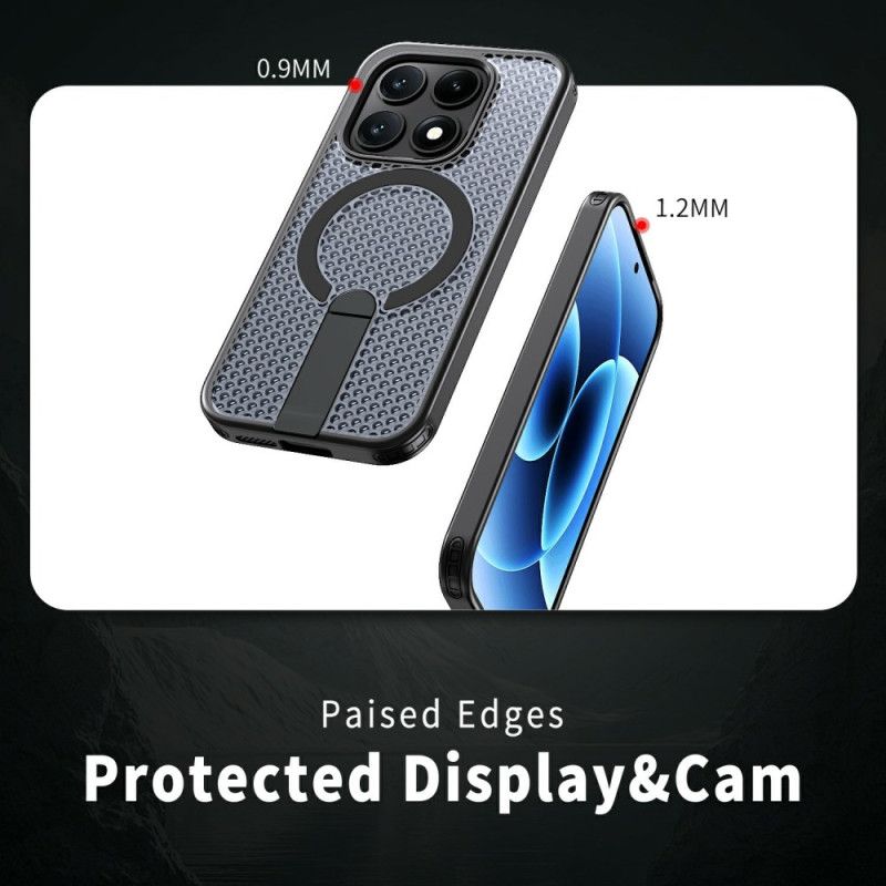 Coque Xiaomi 17 Magnétique Texture Quadrillée avec Béquille