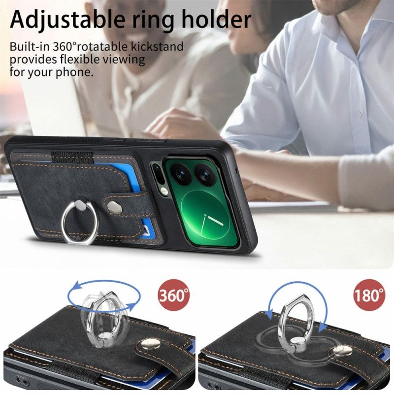 Coque Xiaomi 17 Pro Effet Cuir Support et Porte-Cartes