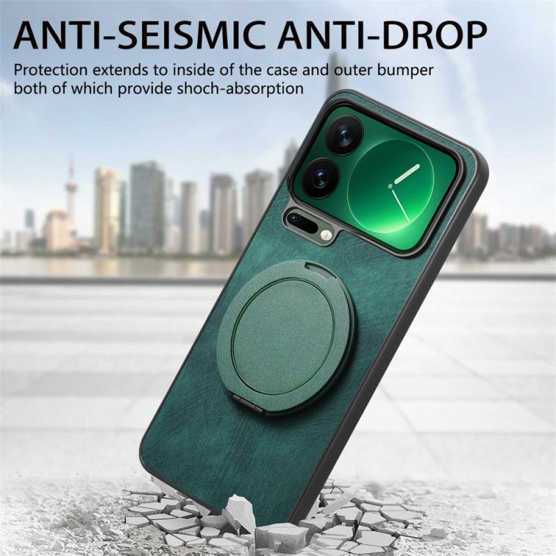 Coque Xiaomi 17 Pro Max Support Rotatif et Texture Cuir Rétro