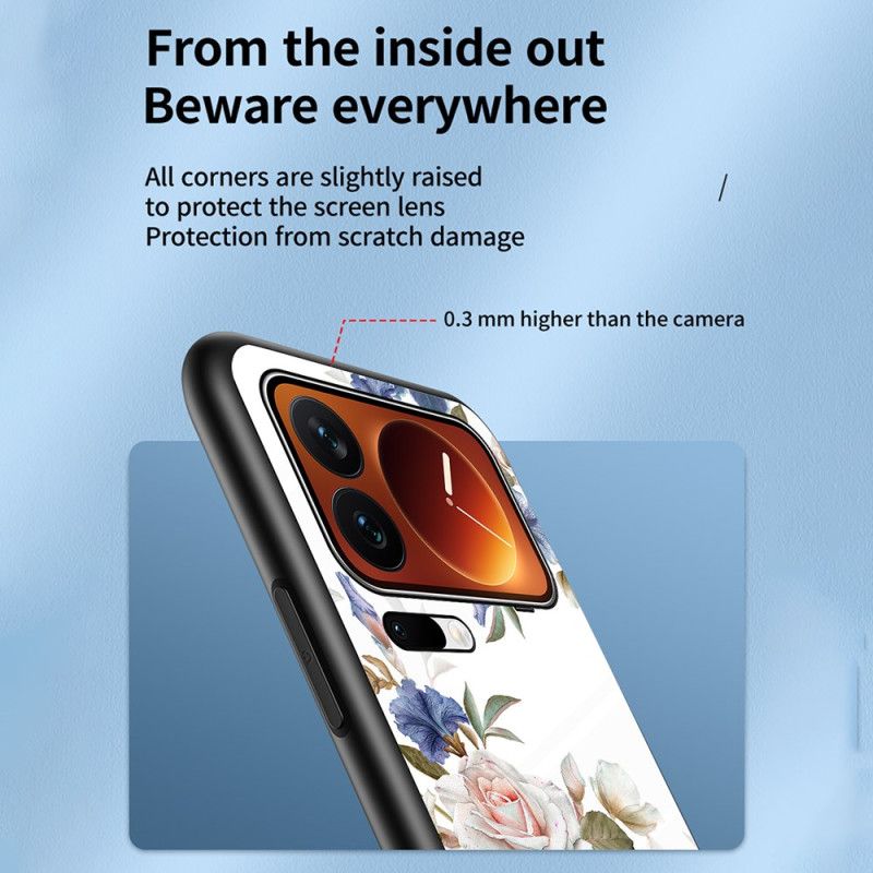 Coque Xiaomi 17 Pro Max Verre Trempé Motif Floral